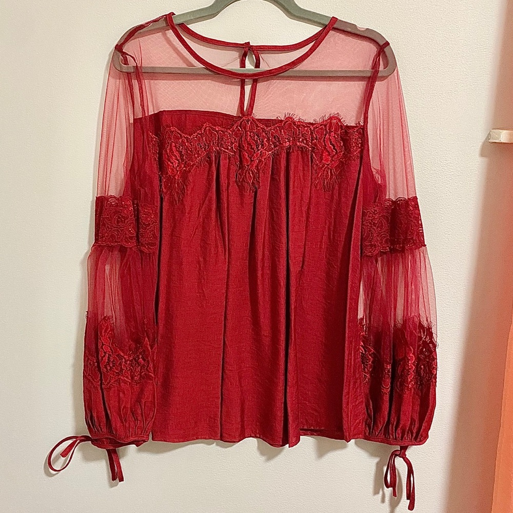 Red Lace Blouse